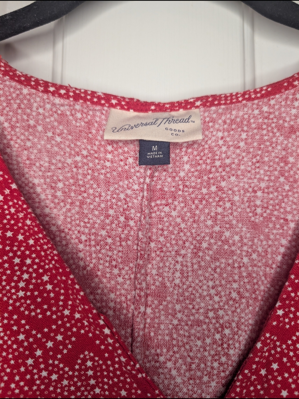 Red Line Star Pattern Button-Front Mini Dress - Picture 3 of 4